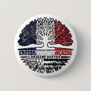Flagge der Bretagne Frankreich Tree Roots Button