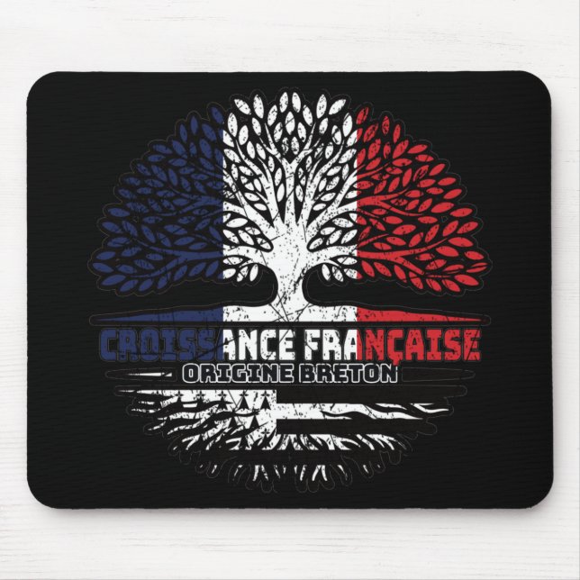 Flagge der Bretagne Frankreich Tree Roots Mousepad (Vorne)