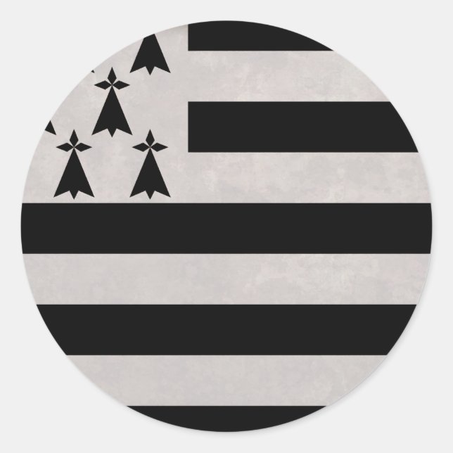 Flagge der Bretagne Runder Aufkleber (Vorderseite)