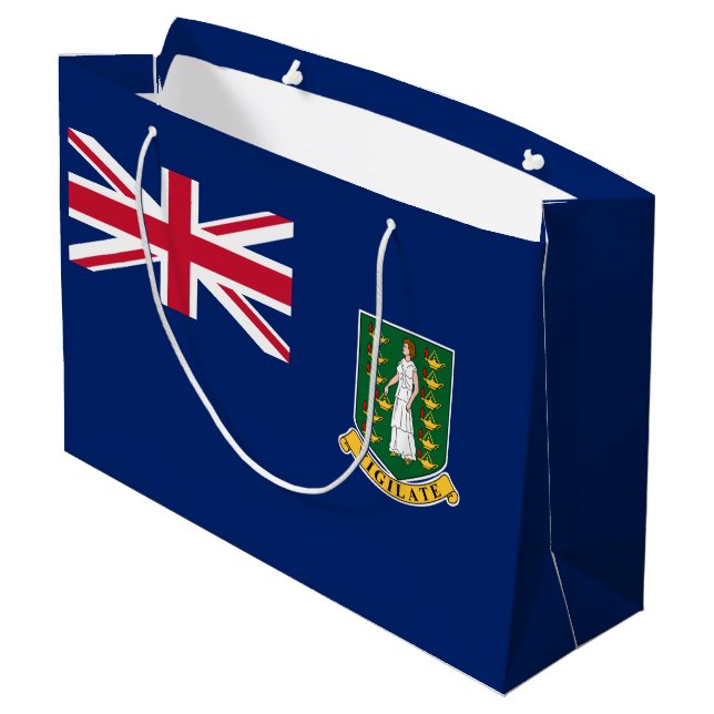 Flagge der Britischen Jungfrau Große Geschenktüte (Rückseite Schrägansicht)