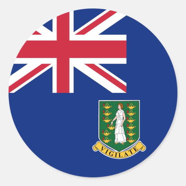 Flagge der Britischen Jungfrau Runder Aufkleber (Vorderseite)