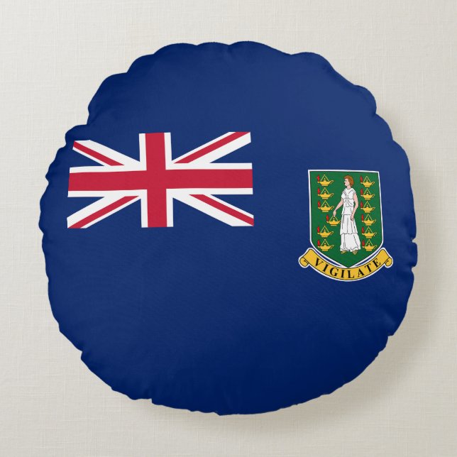 Flagge der Britischen Jungfrau Rundes Kissen (Vorderseite)