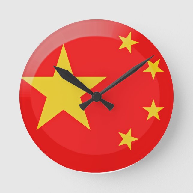 Flagge der China Runde Wanduhr (Vorderseite)