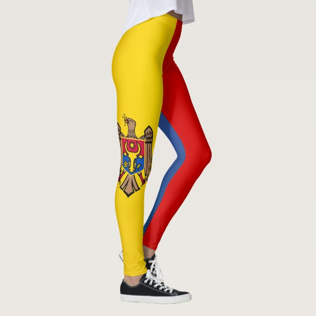 Flagge der Coolen Republik Moldau Leggings (Rechts)