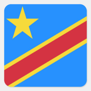 Flagge der Demokratischen Republik Kongo Quadratischer Aufkleber