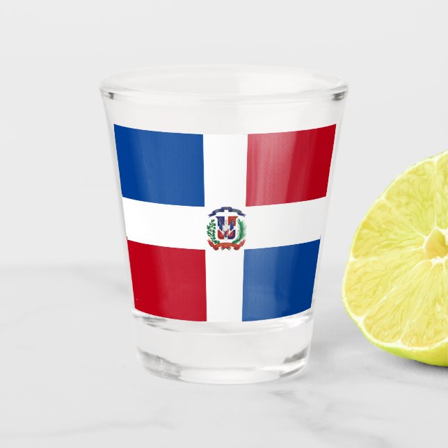 Flagge der Dominikanischen Republik 01 Schnapsglas (Vorderseite)