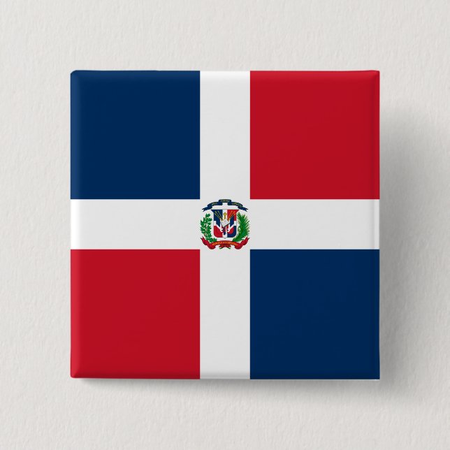 Flagge der Dominikanischen Republik Button (Vorderseite)
