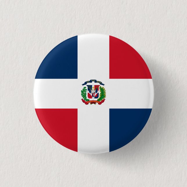 Flagge der Dominikanischen Republik Button (Vorderseite)