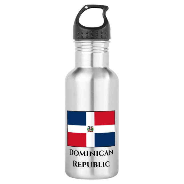 Flagge der Dominikanischen Republik Edelstahlflasche (Vorderseite)