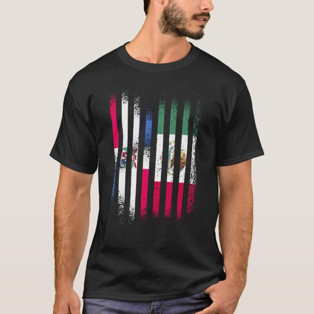 Flagge der Dominikanischen Republik Mexiko Große L T-Shirt (Vorderseite)