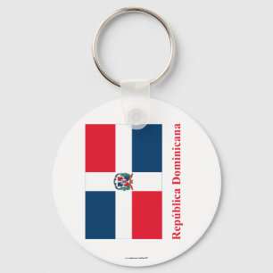 Flagge der Dominikanischen Republik mit Name auf S Schlüsselanhänger