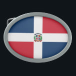 Flagge der Dominikanischen Republik Ovale Gürtelschnalle<br><div class="desc">Patriotische Flagge der Dominikanischen Republik.</div>