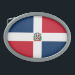 Flagge der Dominikanischen Republik Ovale Gürtelschnalle<br><div class="desc">Patriotische Flagge der Dominikanischen Republik.</div>