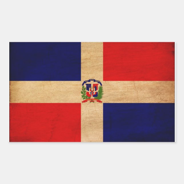 Flagge der Dominikanischen Republik Rechteckiger Aufkleber (Vorderseite)