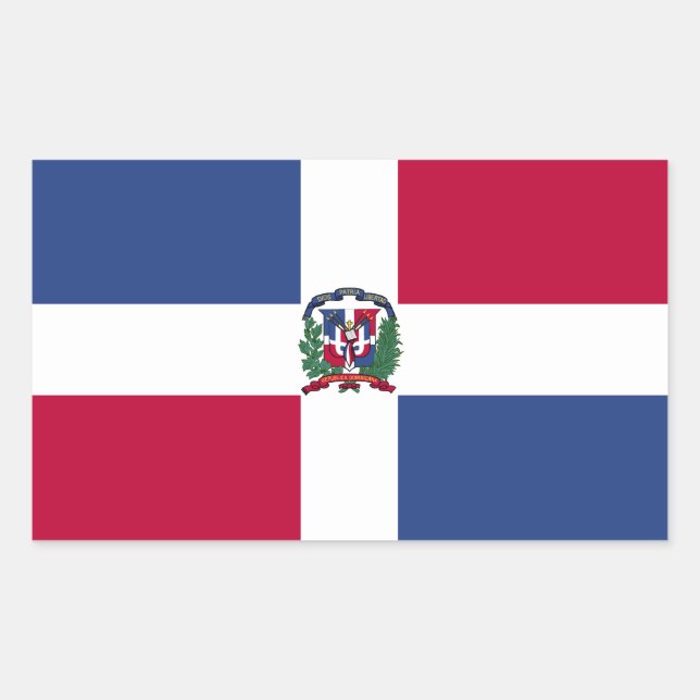 Flagge der Dominikanischen Republik Rechteckiger Aufkleber (Vorderseite)