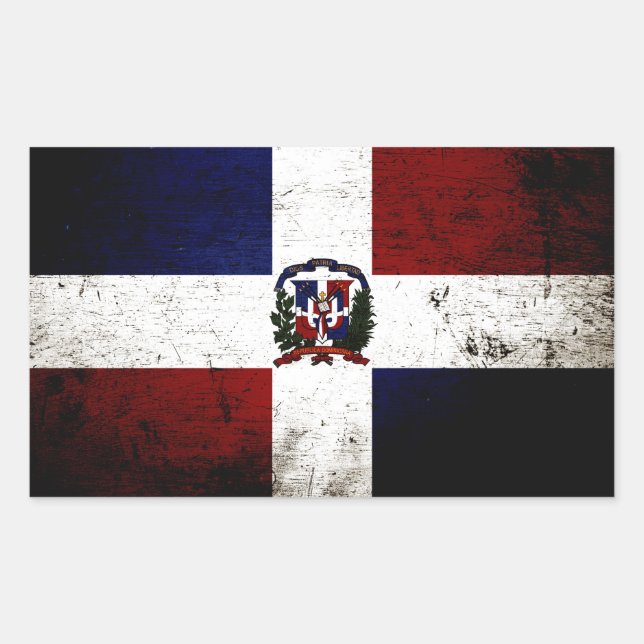 Flagge der Dominikanischen Republik Rechteckiger Aufkleber (Vorderseite)
