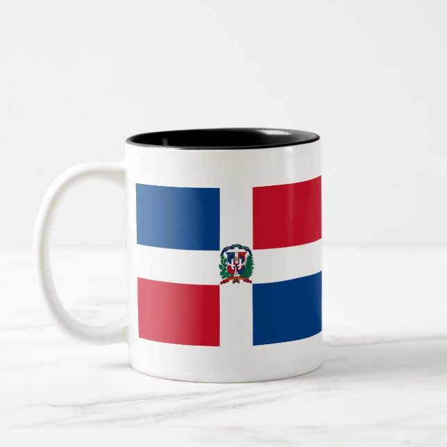 Flagge der Dominikanischen Republik Zweifarbige Tasse (Links)