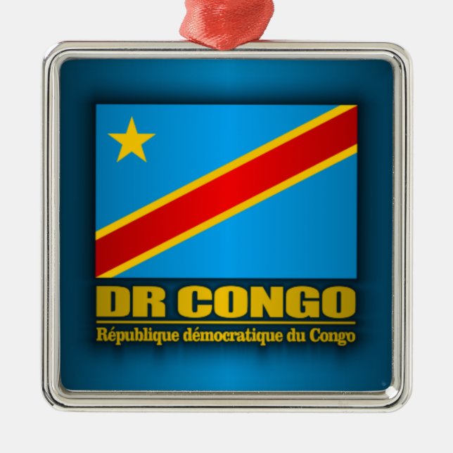 Flagge der DR Kongo Silbernes Ornament (Vorne)