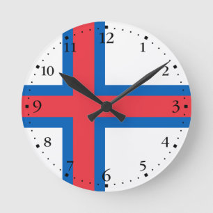 Flagge der Färöer-Inseln Runde Wanduhr