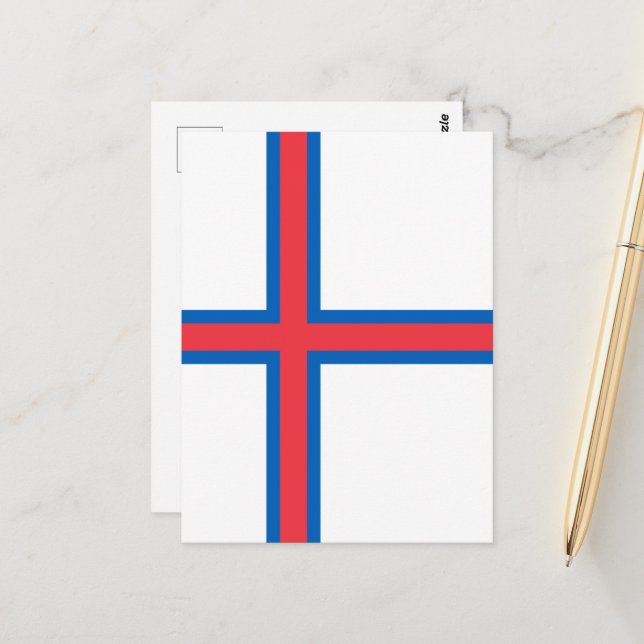 Flagge der Färöer Postkarte (Vorderseite/Rückseite Beispiel)