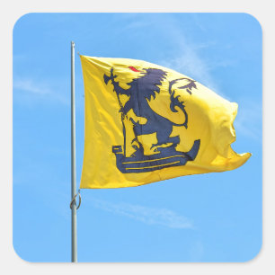 Flagge der Gemeinde Nieuwpoort, Belgien Quadratischer Aufkleber