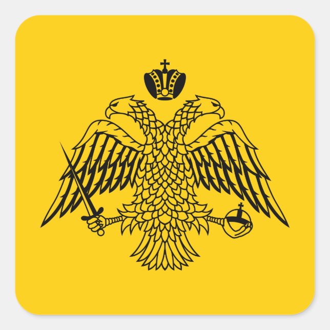 Flagge der griechisch-orthodoxen Kirche Quadratischer Aufkleber (Vorderseite)