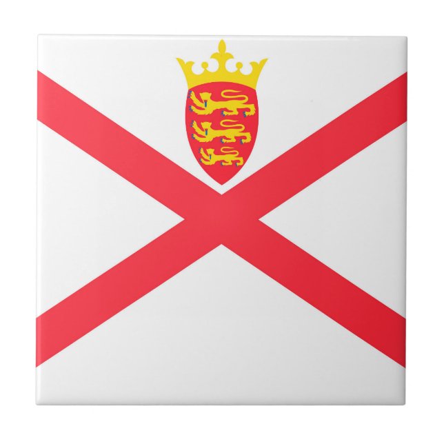 Flagge der Insel Jersey Fliese (Vorderseite)