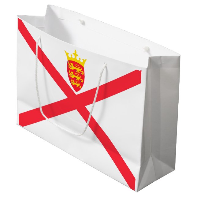 Flagge der Insel Jersey Große Geschenktüte (Vorderseite Schrägansicht)