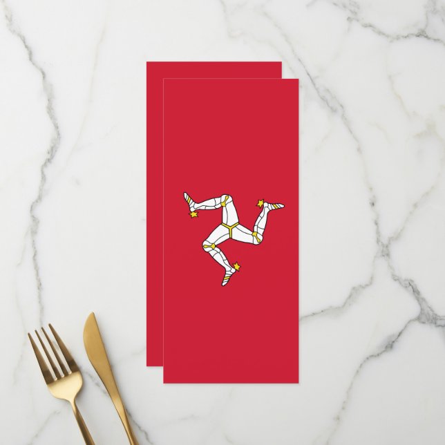 Flagge der Insel Man Menükarte (Vorderseite/Rückseite Beispiel)