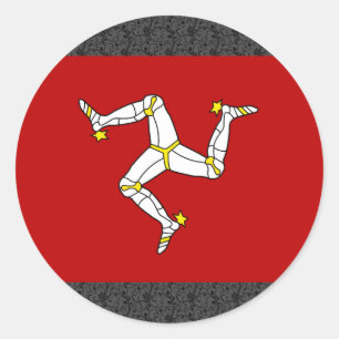 Flagge der Insel Man Runder Aufkleber