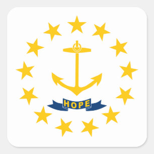 Flagge der Insel Rhode Quadratischer Aufkleber