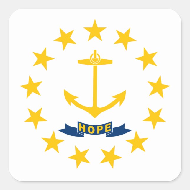 Flagge der Insel Rhode Quadratischer Aufkleber (Vorderseite)