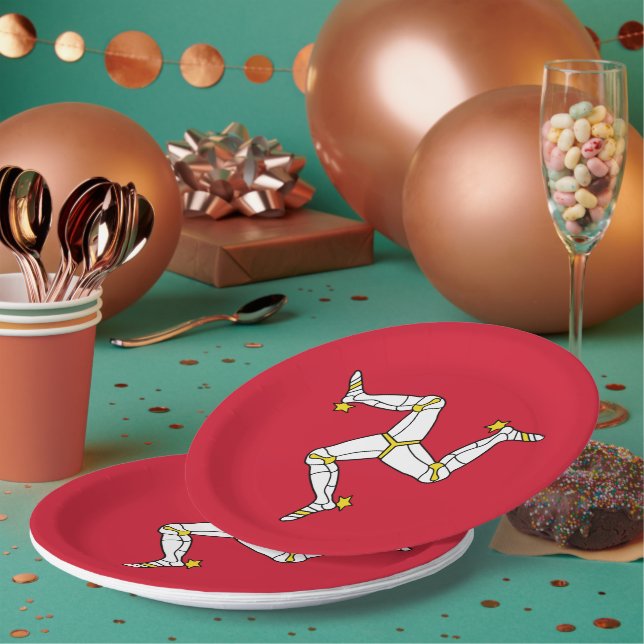 Flagge der Isle of Man Pappteller (Multi)