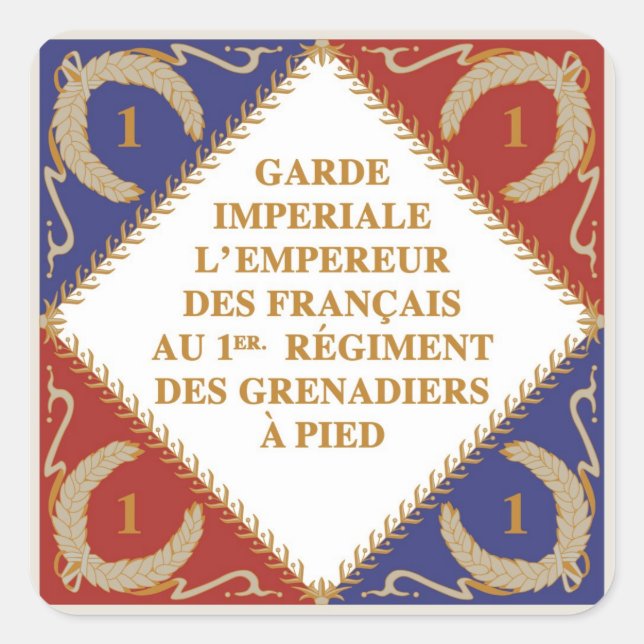 Flagge der kaiserlichen Garde Quadratischer Aufkleber (Vorderseite)
