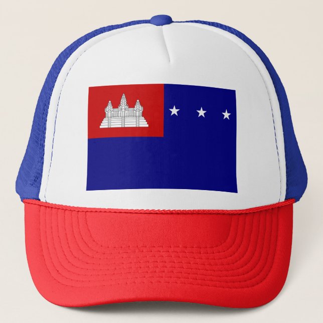 Flagge der Khmer-Republik (សាធារណរដ្ឋខ្មែរ) Truckerkappe (Vorderseite)