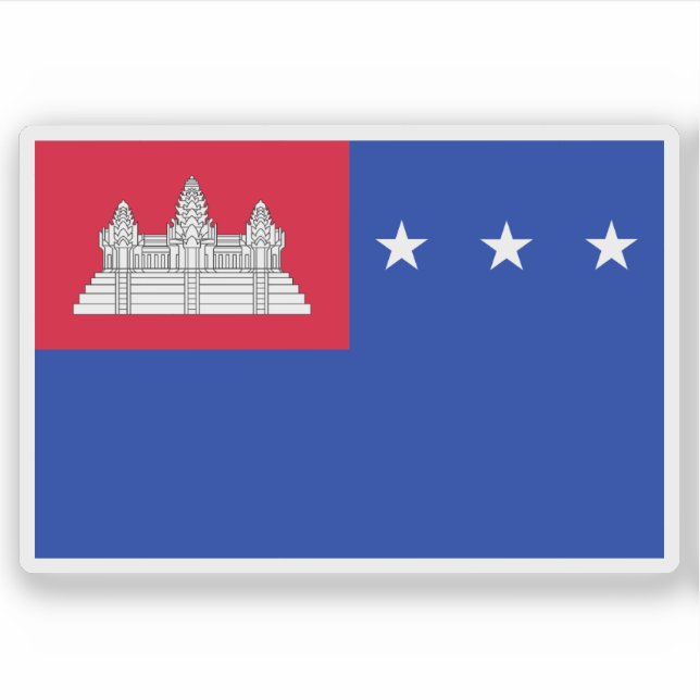 Flagge der Khmer-Republik, Kambodscha (1970-1975) Aufkleber (Vorderseite)