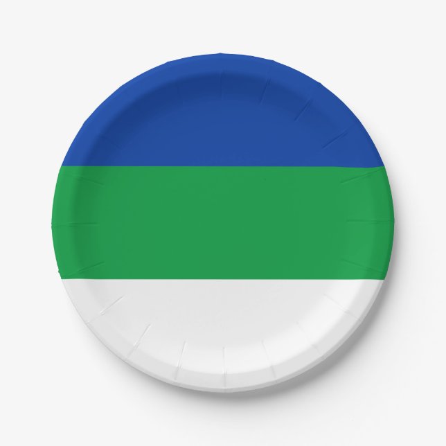 Flagge der Komi-Republik Pappteller (Vorderseite)