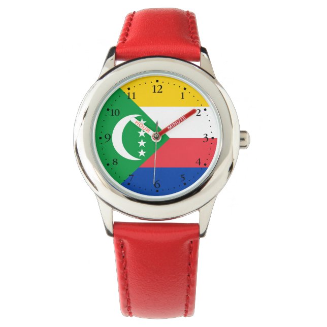 Flagge der Komoren Armbanduhr (Vorderseite)