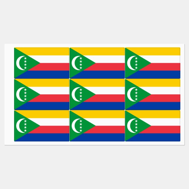 Flagge der Komoren Etiketten (Blatt)