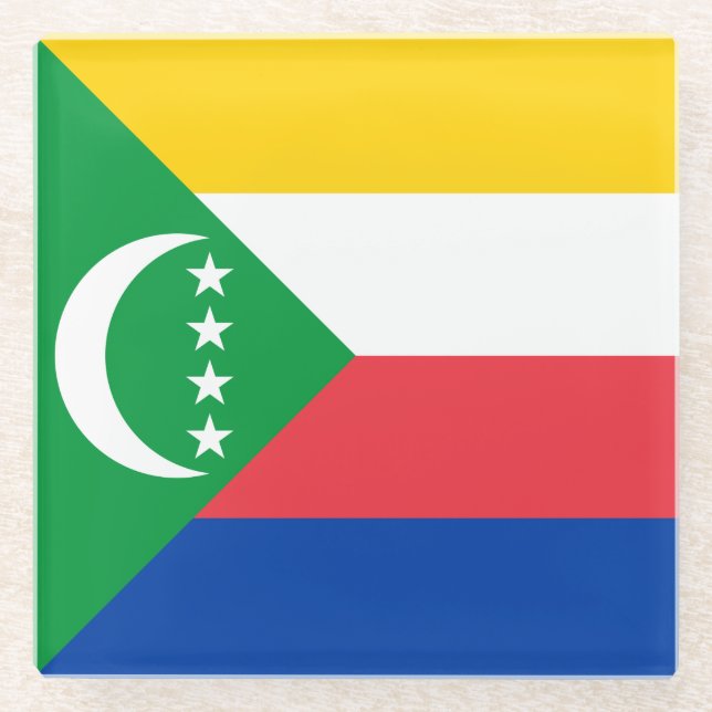Flagge der Komoren Glasuntersetzer (Vorderseite)