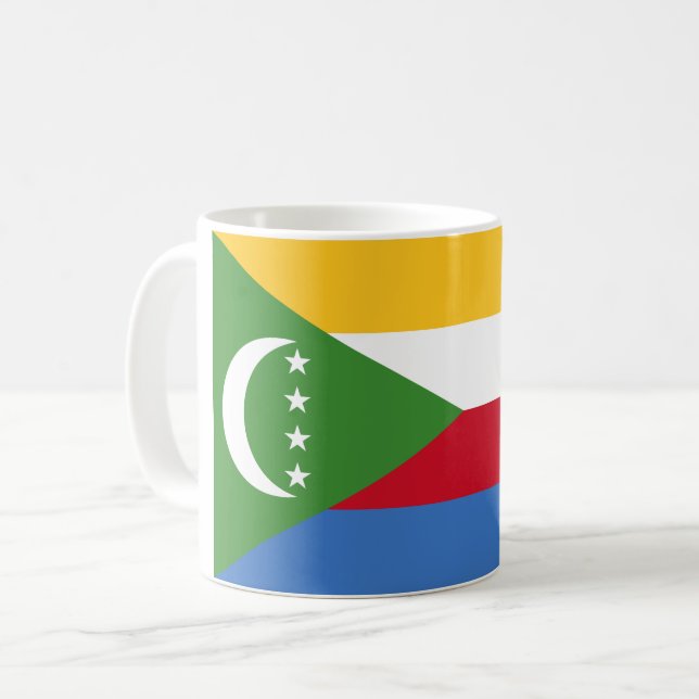 Flagge der Komoren Kaffeetasse (Vorderseite Links)