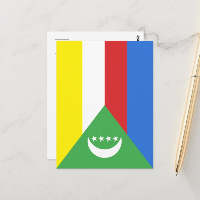 Flagge der Komoren Postkarte (Vorderseite/Rückseite Beispiel)