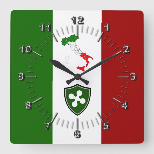 Flagge der Lombardei (Italien) Quadratische Wanduhr (Vorderseite)