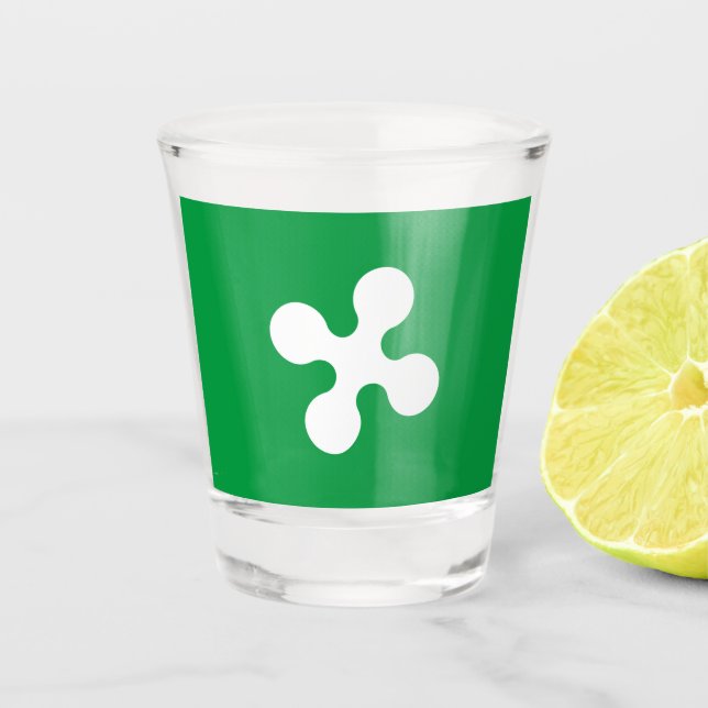 Flagge der Lombardei (Italien) Schnapsglas (Vorderseite)