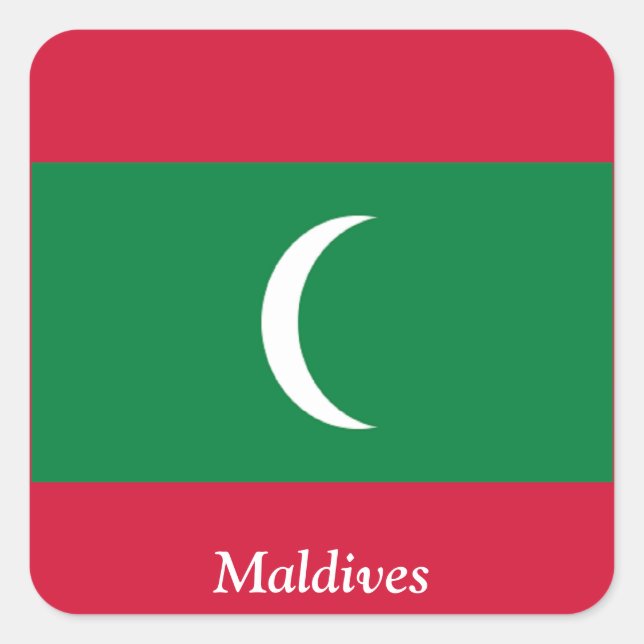 Flagge der Malediven Quadratischer Aufkleber (Vorderseite)