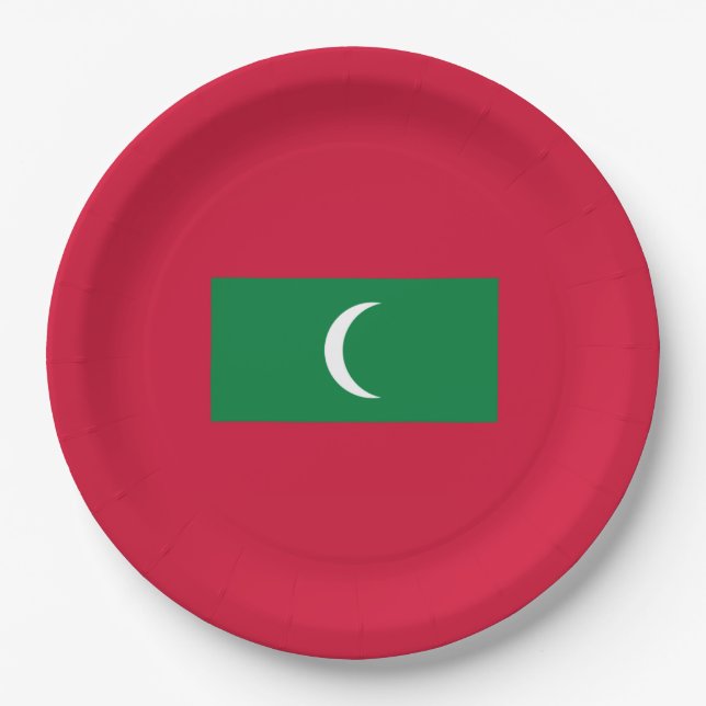 Flagge der Malediven (Republik Malediven) Pappteller (Vorderseite)