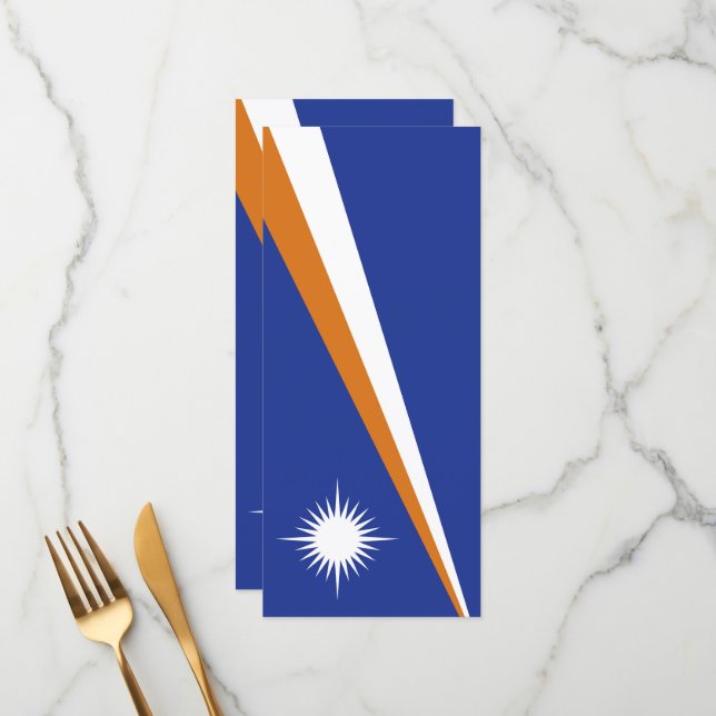 Flagge der Marshall-Inseln Menükarte (Vorderseite/Rückseite Beispiel)