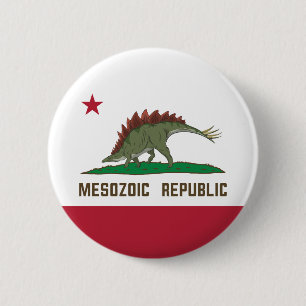 Flagge der Mesozoen Republik Kalifornien Stegosaur Button