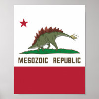 Flagge der Mesozoen Republik Kalifornien Stegosaur