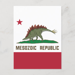 Flagge der Mesozoen Republik Kalifornien Stegosaur Postkarte